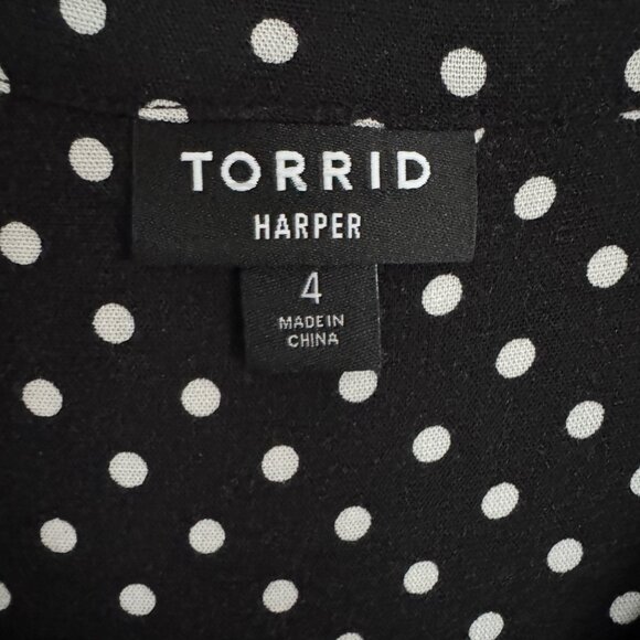 Torrid 4X BLACK and WHITE Polka Dot Harper 3/4 Sleeve Plus Size Top Blouse Tunic - Picture 9 of 14